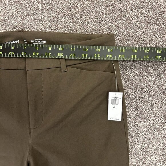 Old Navy Womens Pixie Skinny Ankle Pants Size 4 Tall Green High Rise Stretch NWT - Picture 8 of 16